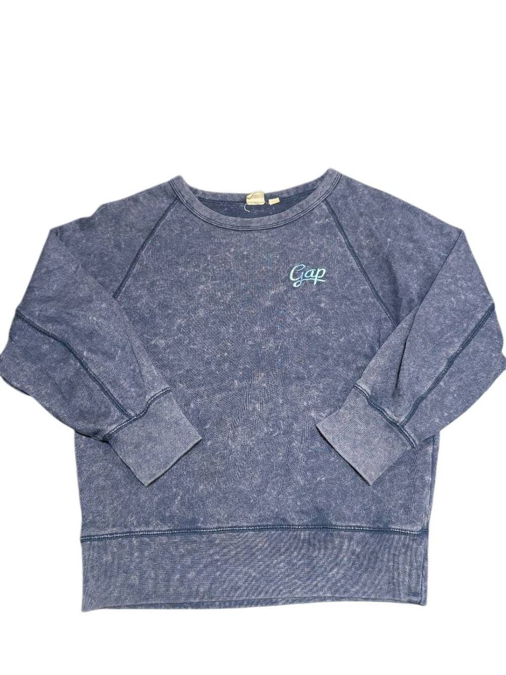 GAP Faded blue Crewneck Sweatshirt Embroidered Script Logo on Chest XS